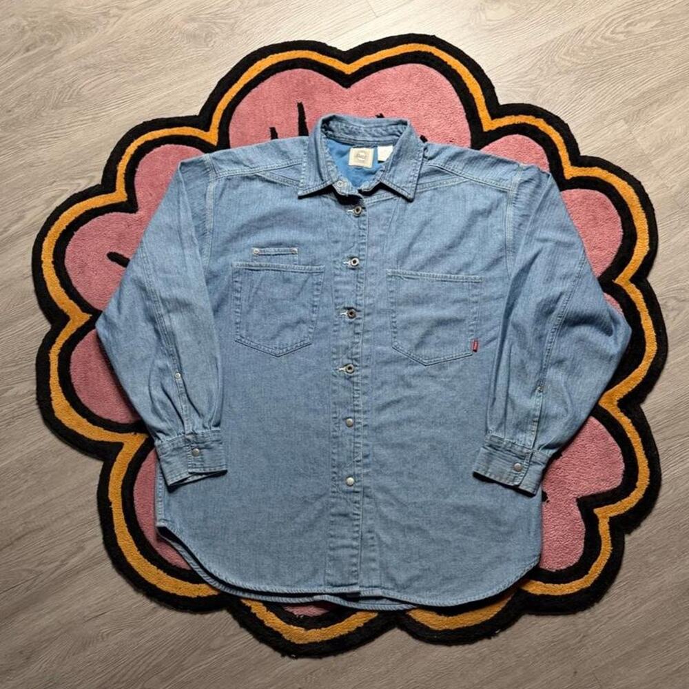 G.H Bass & Co Casual Denim Button Up Shirt Size Medium Blue
